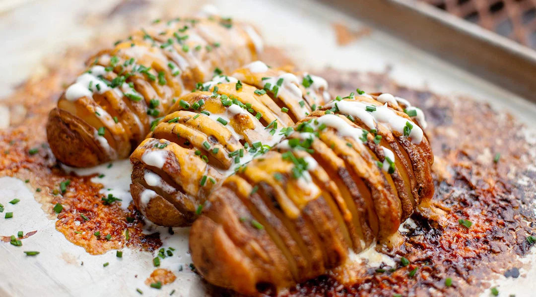 Spiralized Hasselback Potato Gratin - Just a Little Bit of Bacon