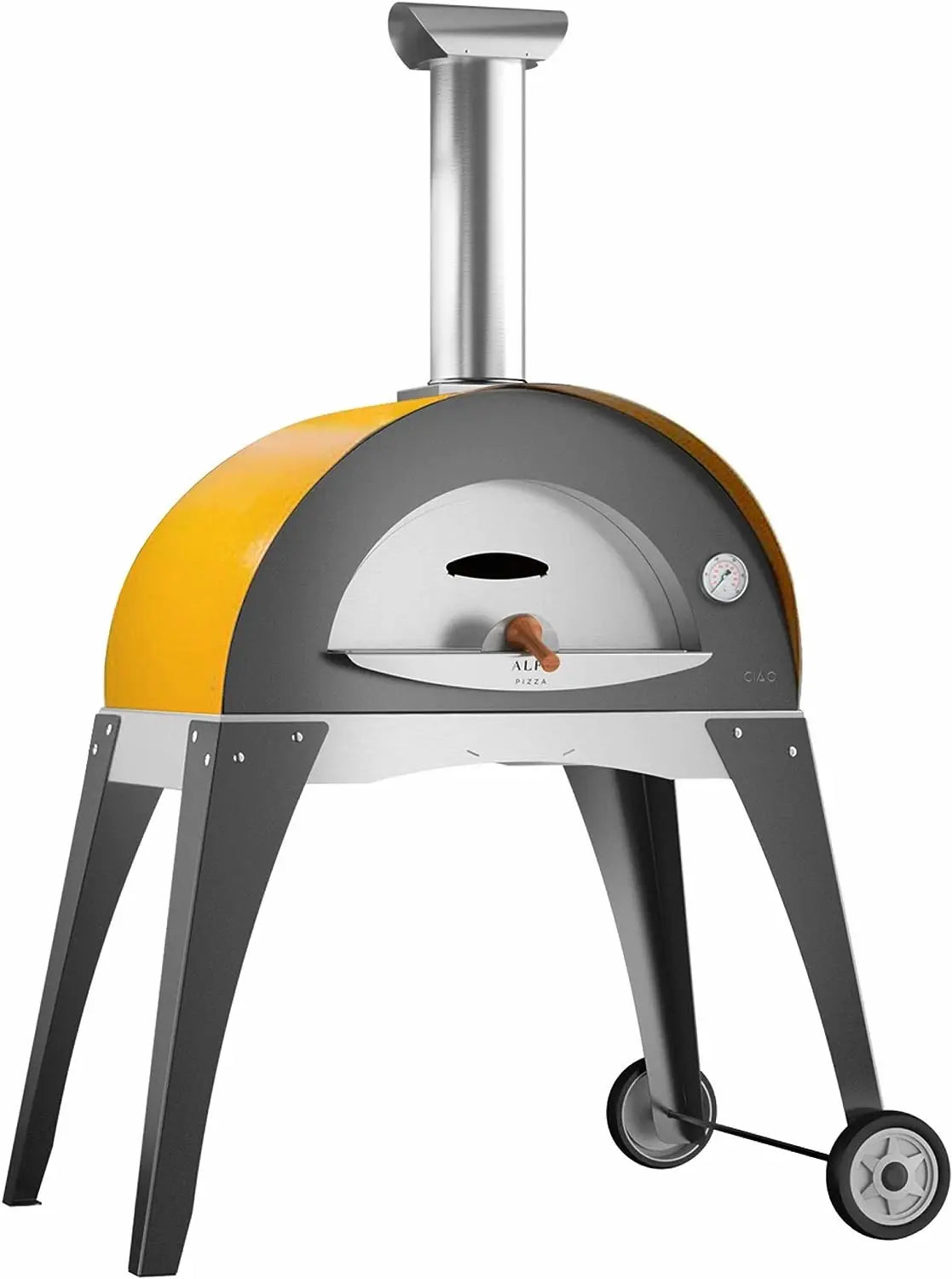 Alfa Ciao Wood Fired Oven in Fire Yellow with Grey Base Pizza Makers & Ovens 12040352