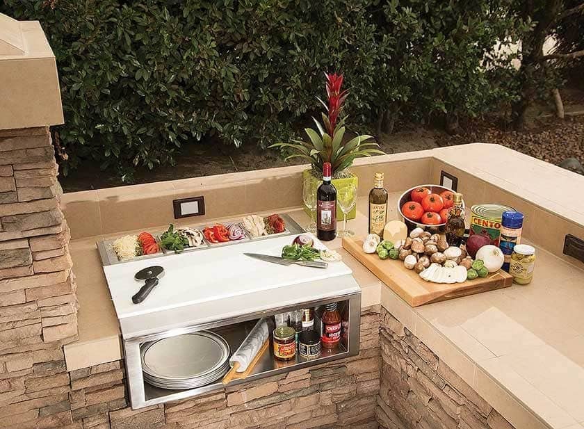 Alfresco 30" Pizza Prep and Garnish Rail with Food Pans Cabinets & Storage 12023730