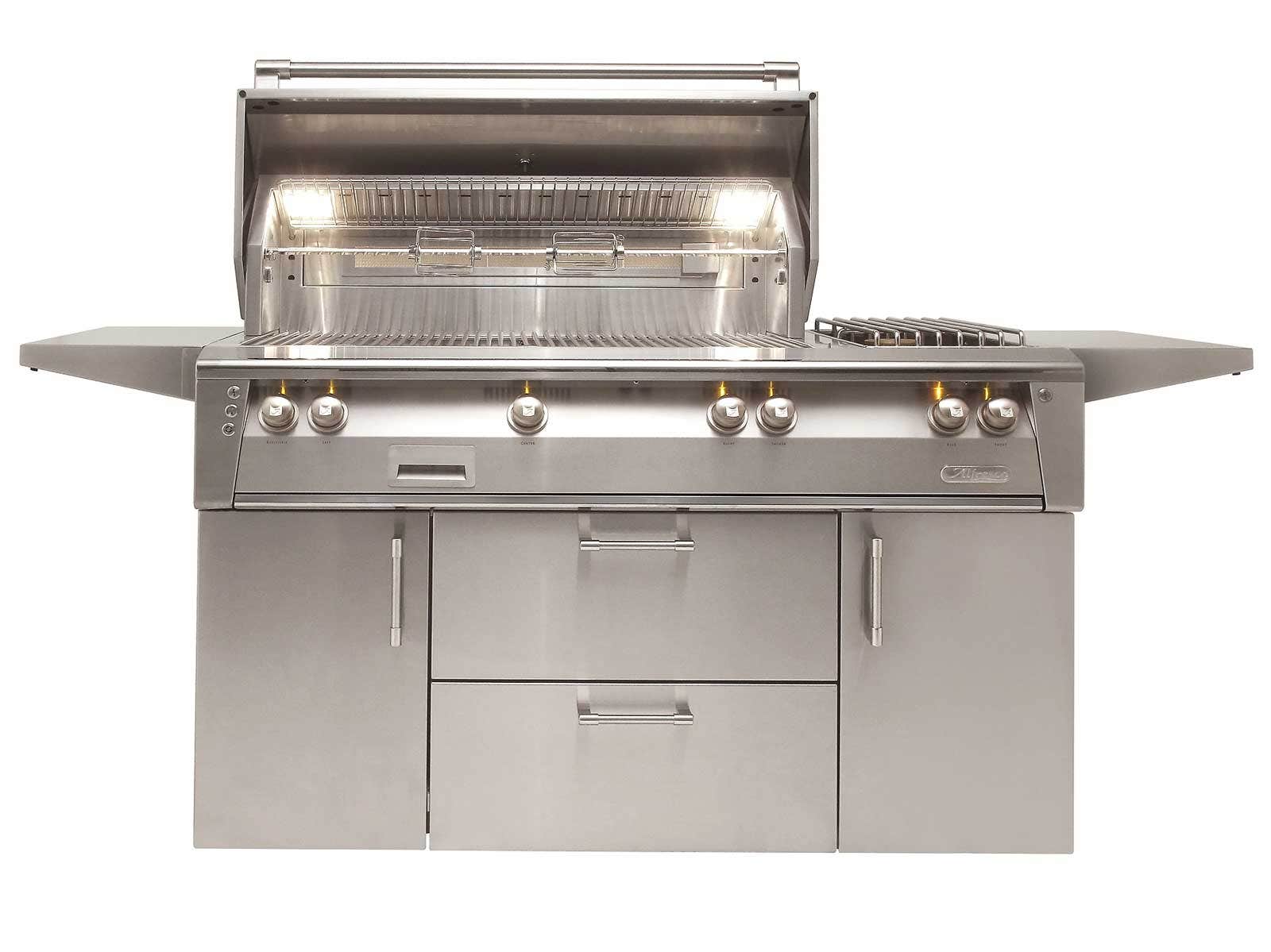 Alfresco ALXE 56 inch Gas Grill with Side Burner on Cart Outdoor Grills