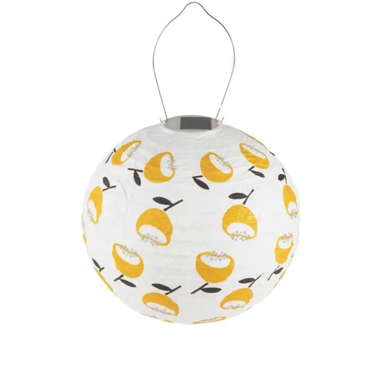 Allsop Soji 12" Round Solar Lantern with Lemon Poppy Print Lighting 12039670