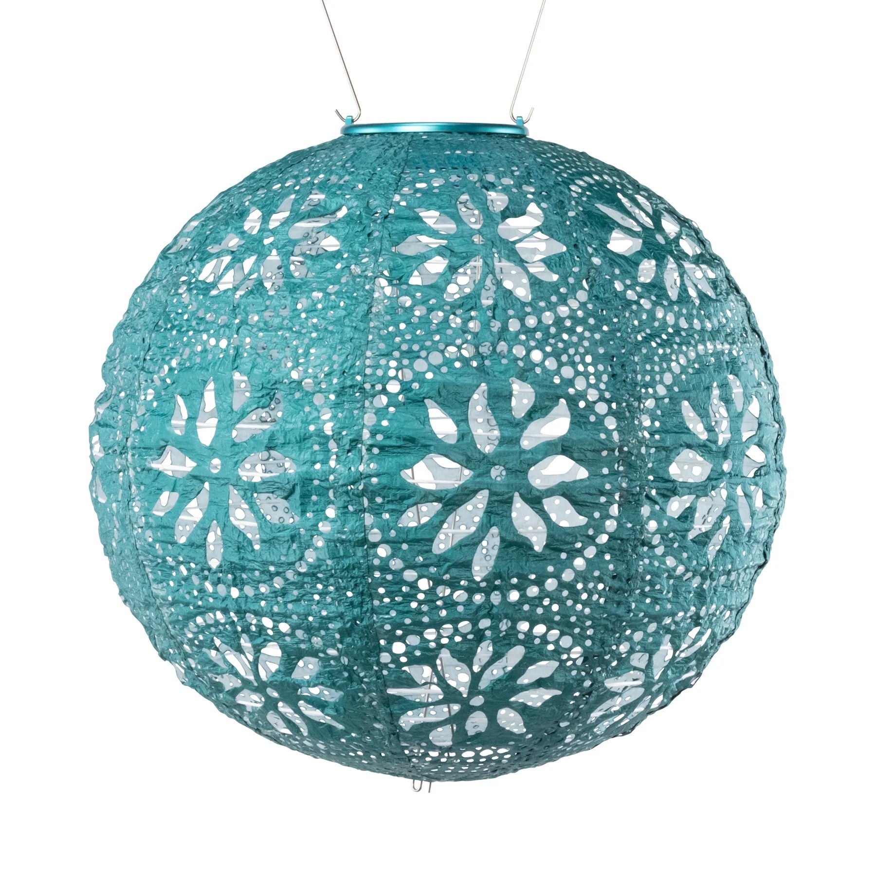 Allsop Soji Stella Boho 12 inch Solar Lantern Lighting Metallic Emerald 12043028