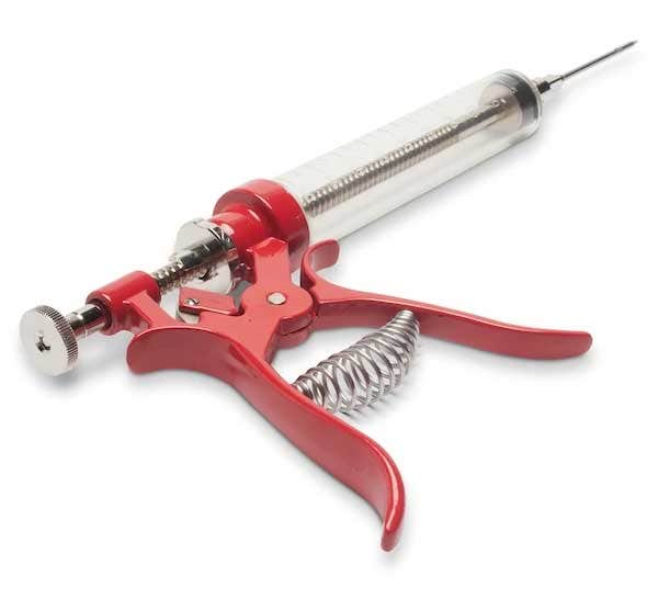 Gourmet Pistol Grip Meat Injector Syringe 50cc Metal Handle