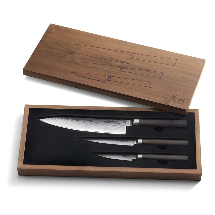 Cangshan HAKU 3pc Starter Set in Walnut Chest Kitchen Knives 12045107