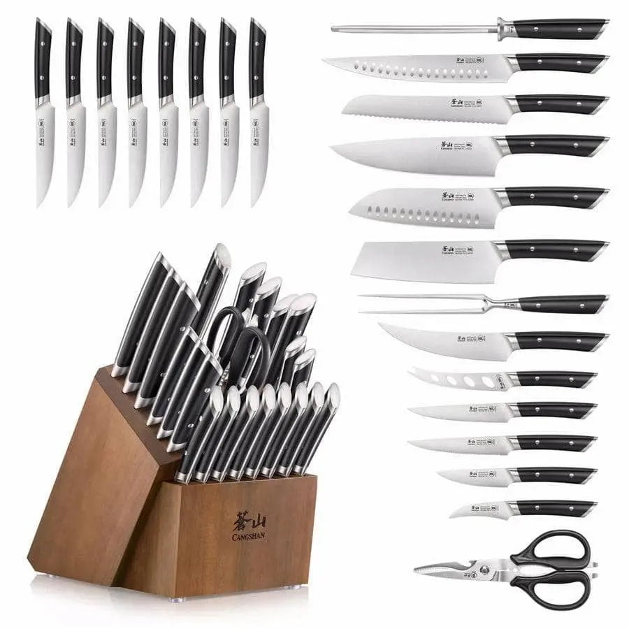 Cangshan Helena Series 23-piece Knife Block Set, Acacia Block Kitchen Knives 12046388