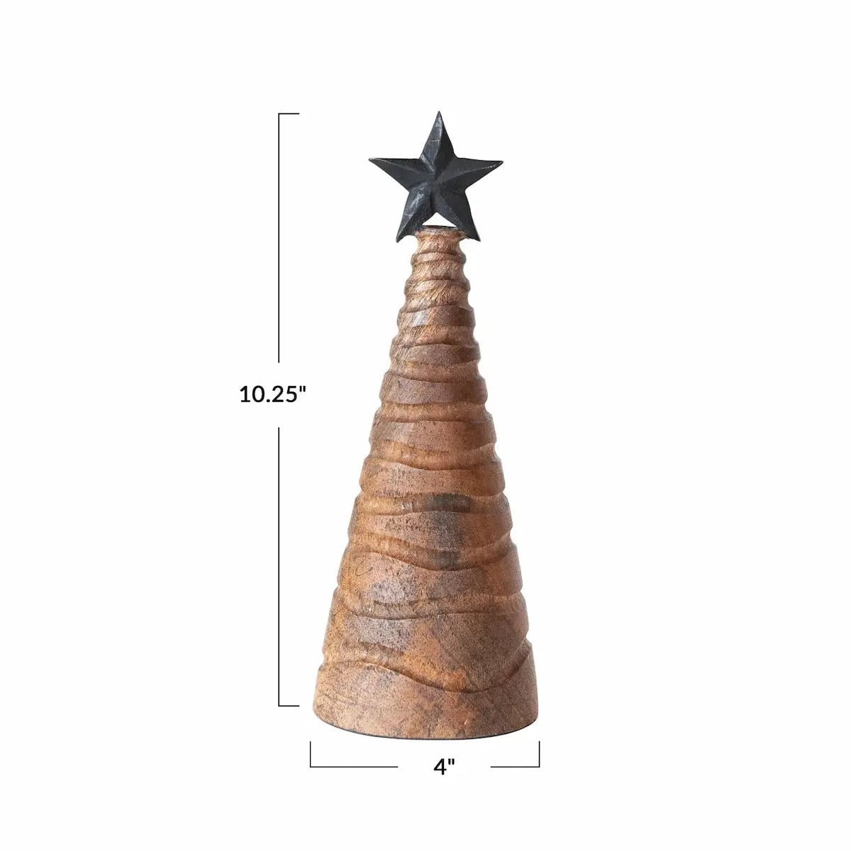 Carved Mango Wood Christmas Trees with Black Metal Star Seasonal & Holiday Decor L 12044707