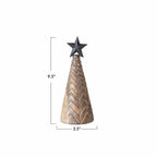 Carved Mango Wood Christmas Trees with Black Metal Star Seasonal & Holiday Decor S 12044708