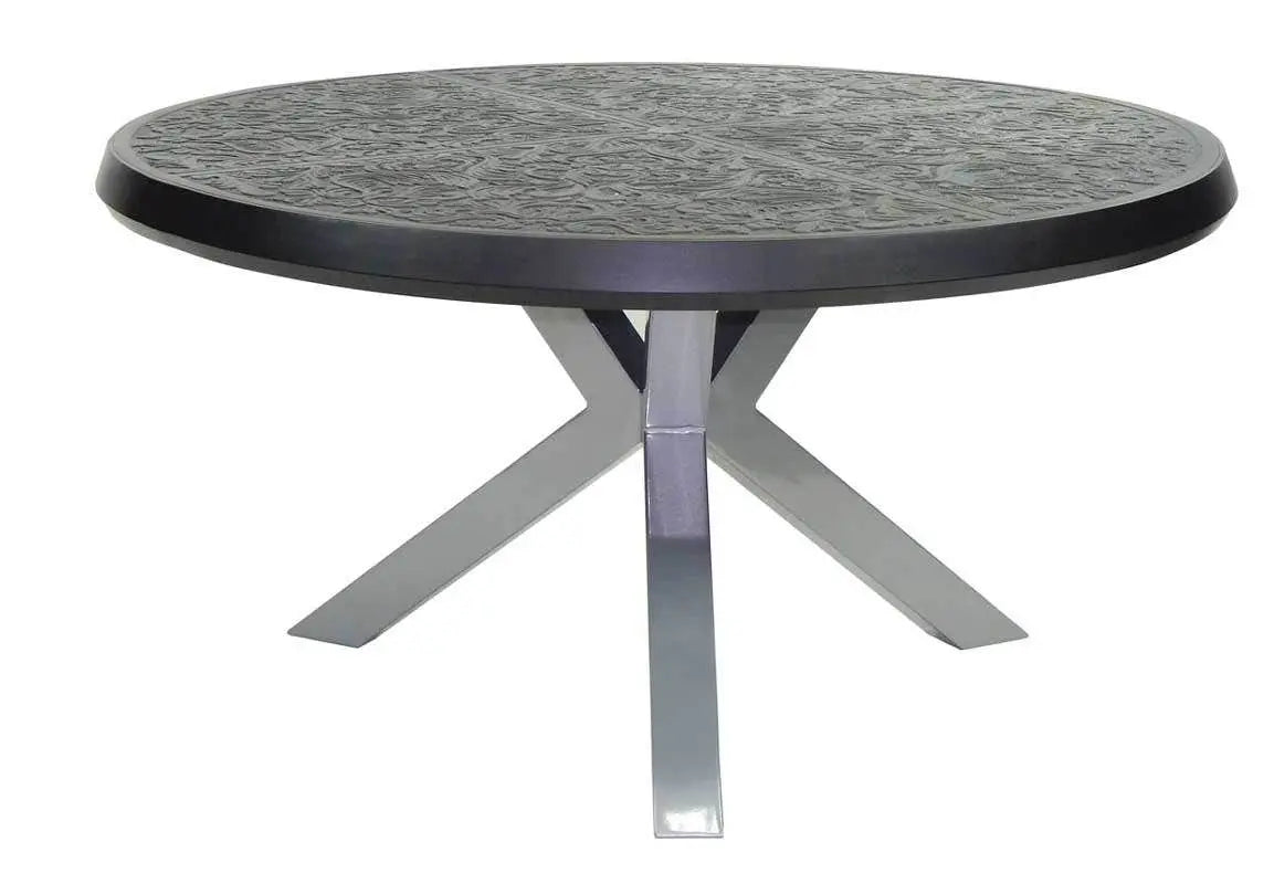 Castelle Altra 54" Round Dining Table with Live Edge Driftwood Top and Jasmine Finish Outdoor Tables 12026486