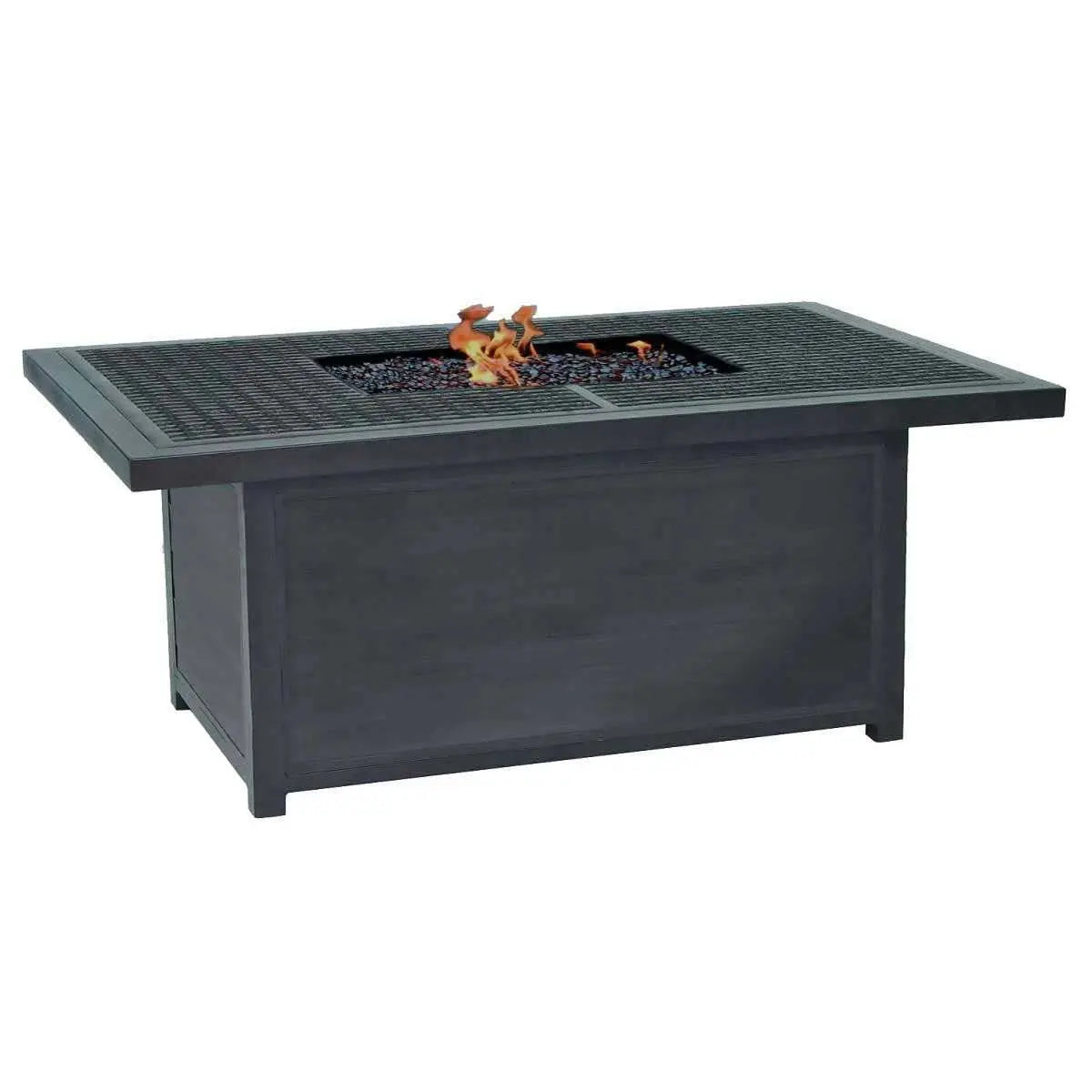 Castelle Altra Rectangle Coffee Table Fire Pit with Live Edge Mahogany Top and Weathered Wood Finish Fireplaces 12027368