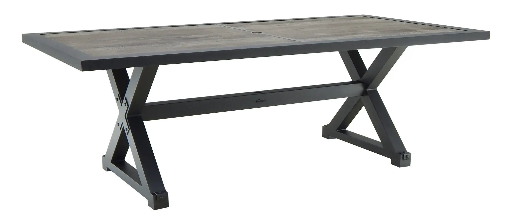 Castelle Oxford Rectangular Dining Table with Polaris Aluminum Slate Top and Antique Dark Rum Frame 12038622