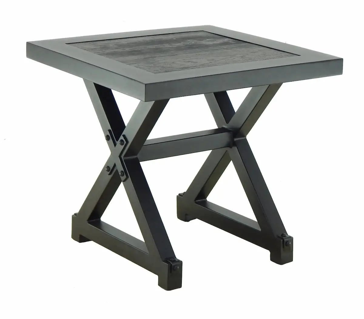 Castelle Oxford Square Side Table with Polaris Aluminum Top and Antique Dark Rum Frame 12038568