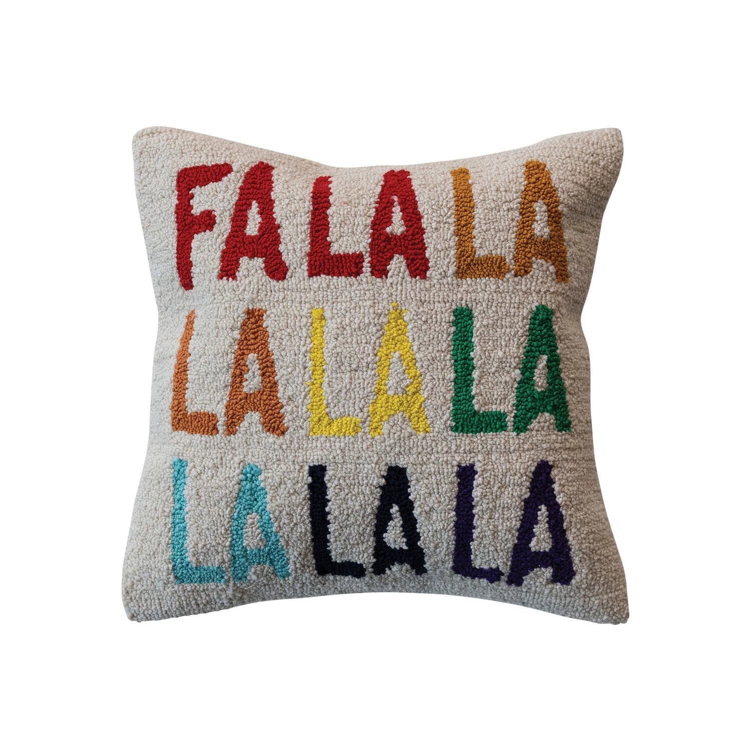 Cotton Tufted Pillow "Fa La La La..." 18" Square Pillow 12044713