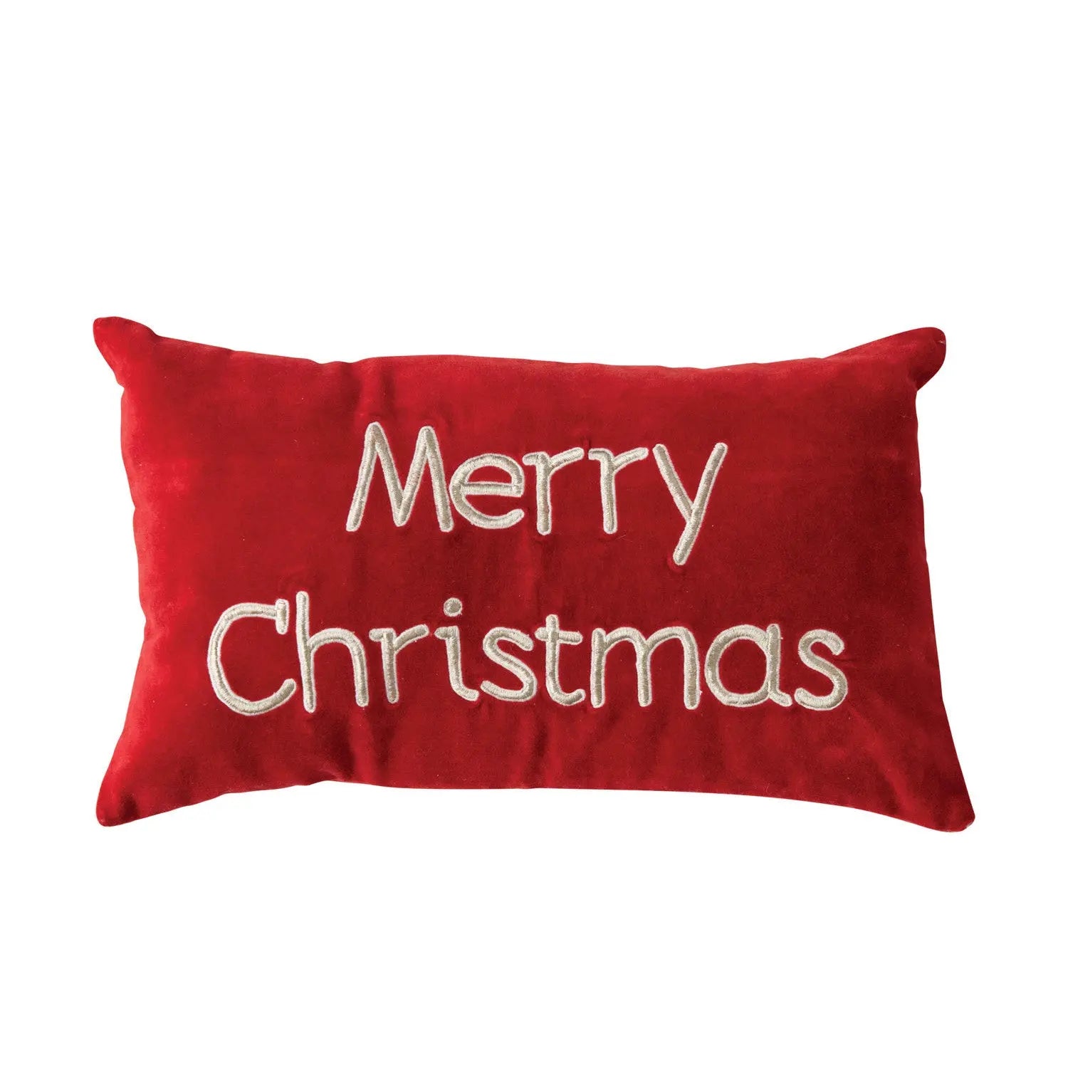 Cotton Velvet Lumbar "Merry Christmas" Pillow Seasonal & Holiday Decorations 12044750