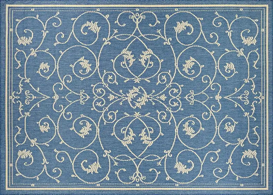 Couristan 5x7 Recife Veranda in Champagne & Blue Outdoor Rug 12025800