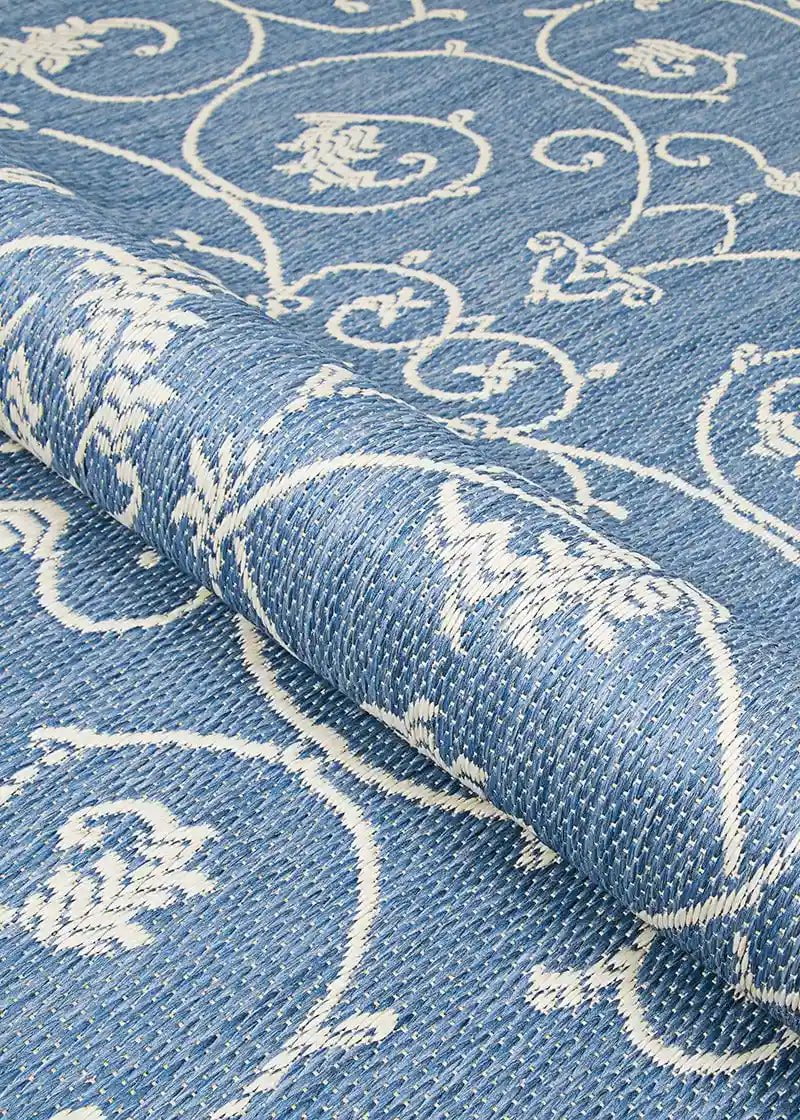 Couristan 5x7 Recife Veranda in Champagne & Blue Outdoor Rug 12025800