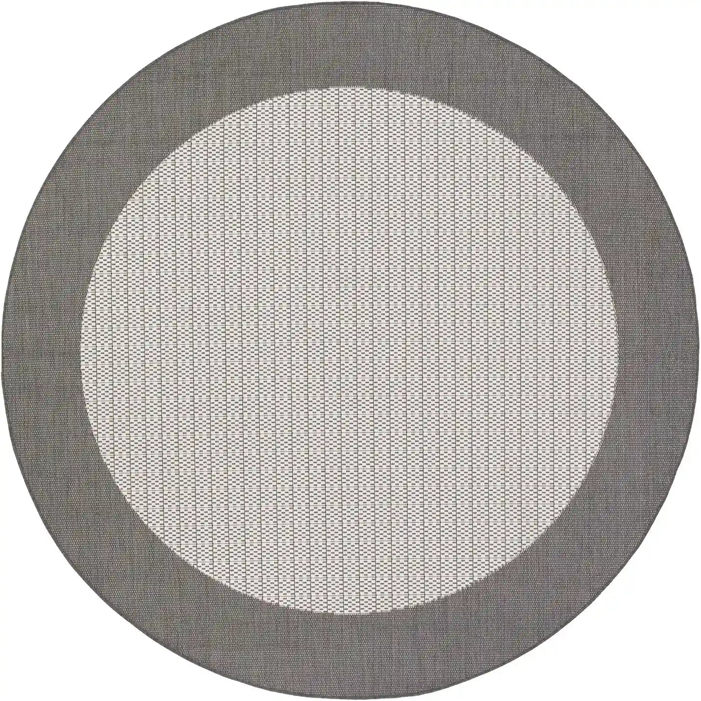 Couristan 8'6 Round Recife Checkered Field in Grey & White Outdoor Rug 12025830