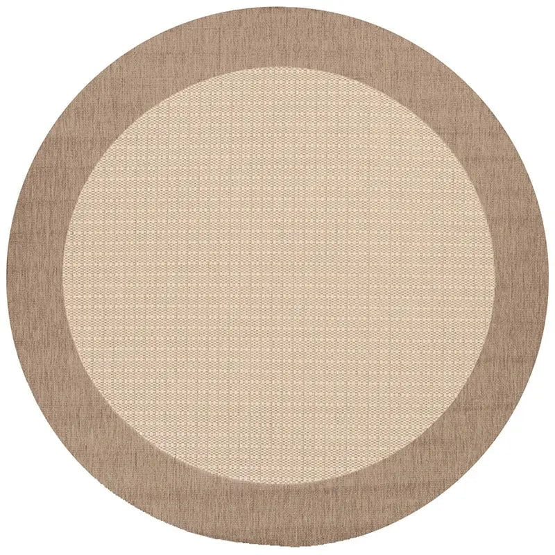 Couristan 8'6 Round Recife Checkered Field in Natural & Cocoa Outdoor Rug 12025852