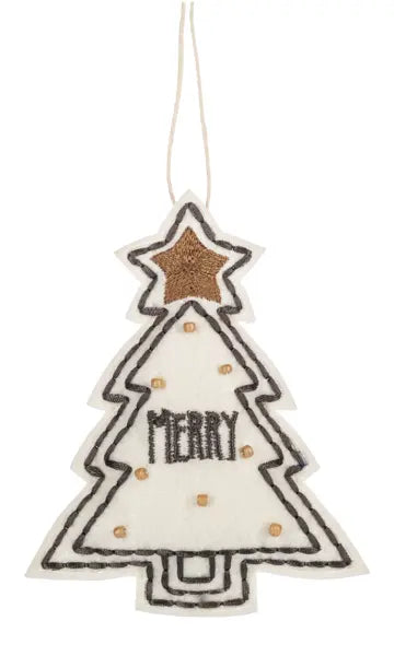 Embroidered Holiday Tree with Star Ornaments Holiday Ornaments