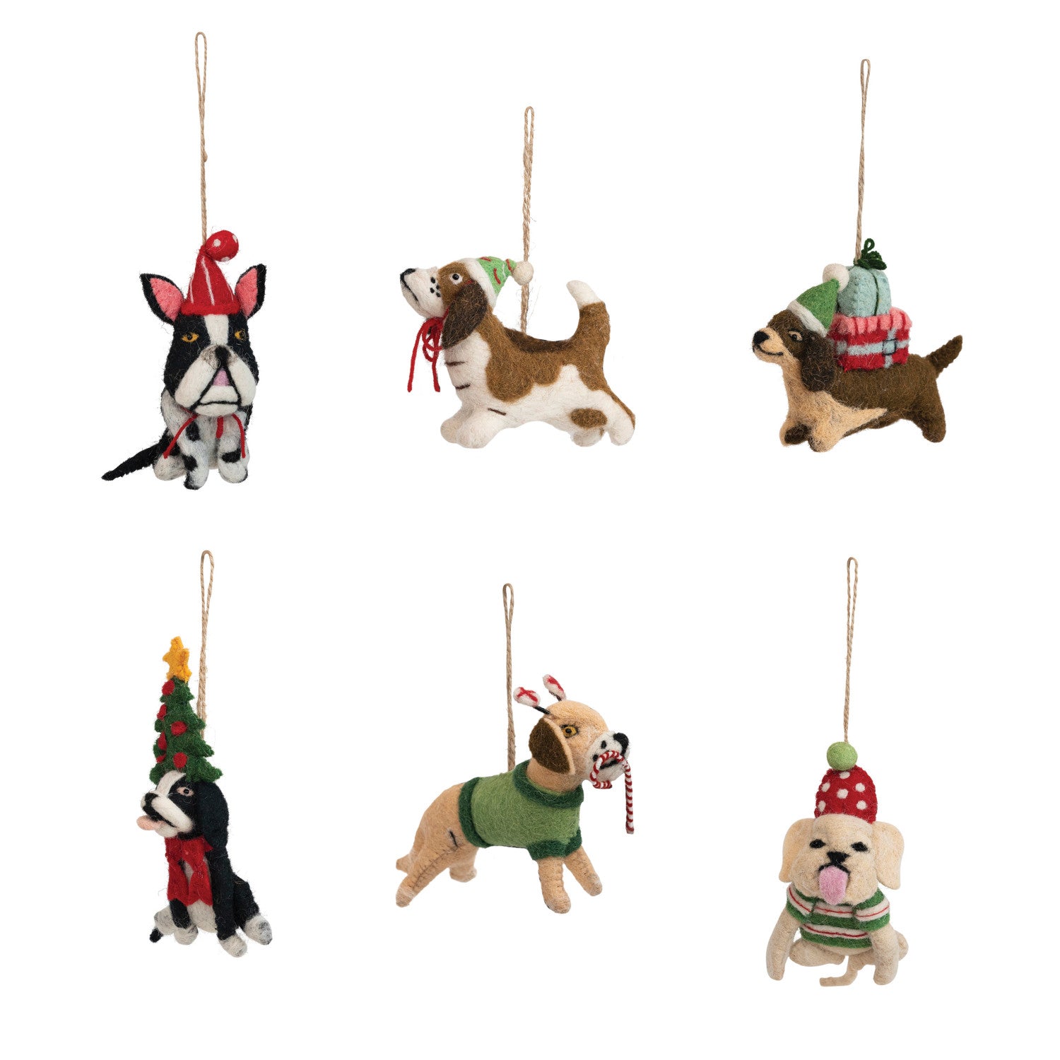 Embroidered Wool Felt Dog Ornaments