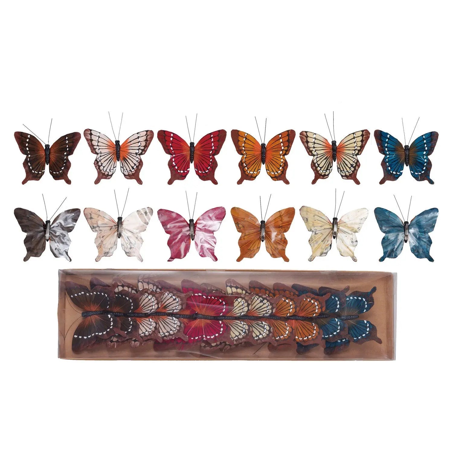 Fabric Butterfly Clip-on Ornaments, Boxed Set of 12 Seasonal & Holiday Decorations 12044812