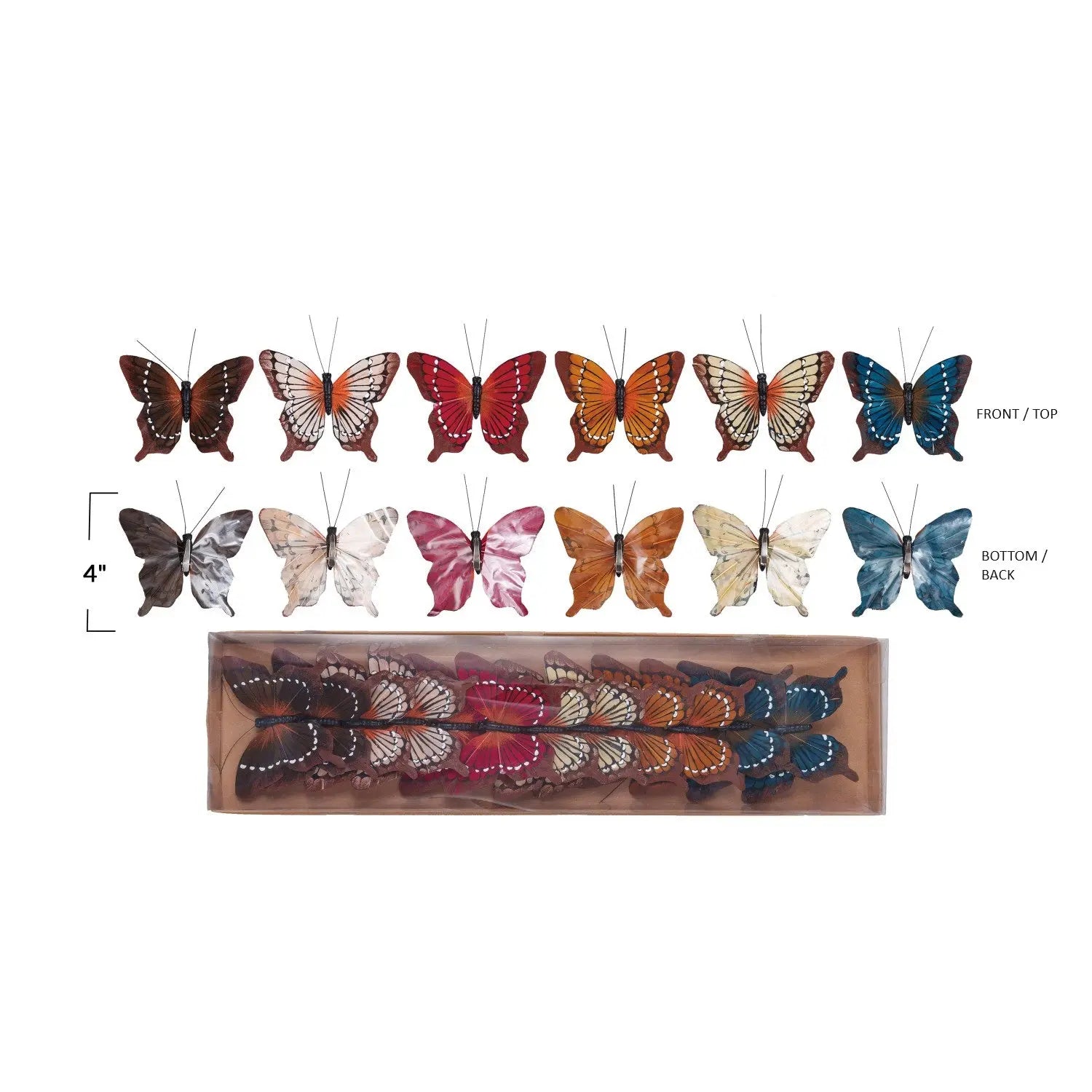 Fabric Butterfly Clip-on Ornaments, Boxed Set of 12 Seasonal & Holiday Decorations 12044812