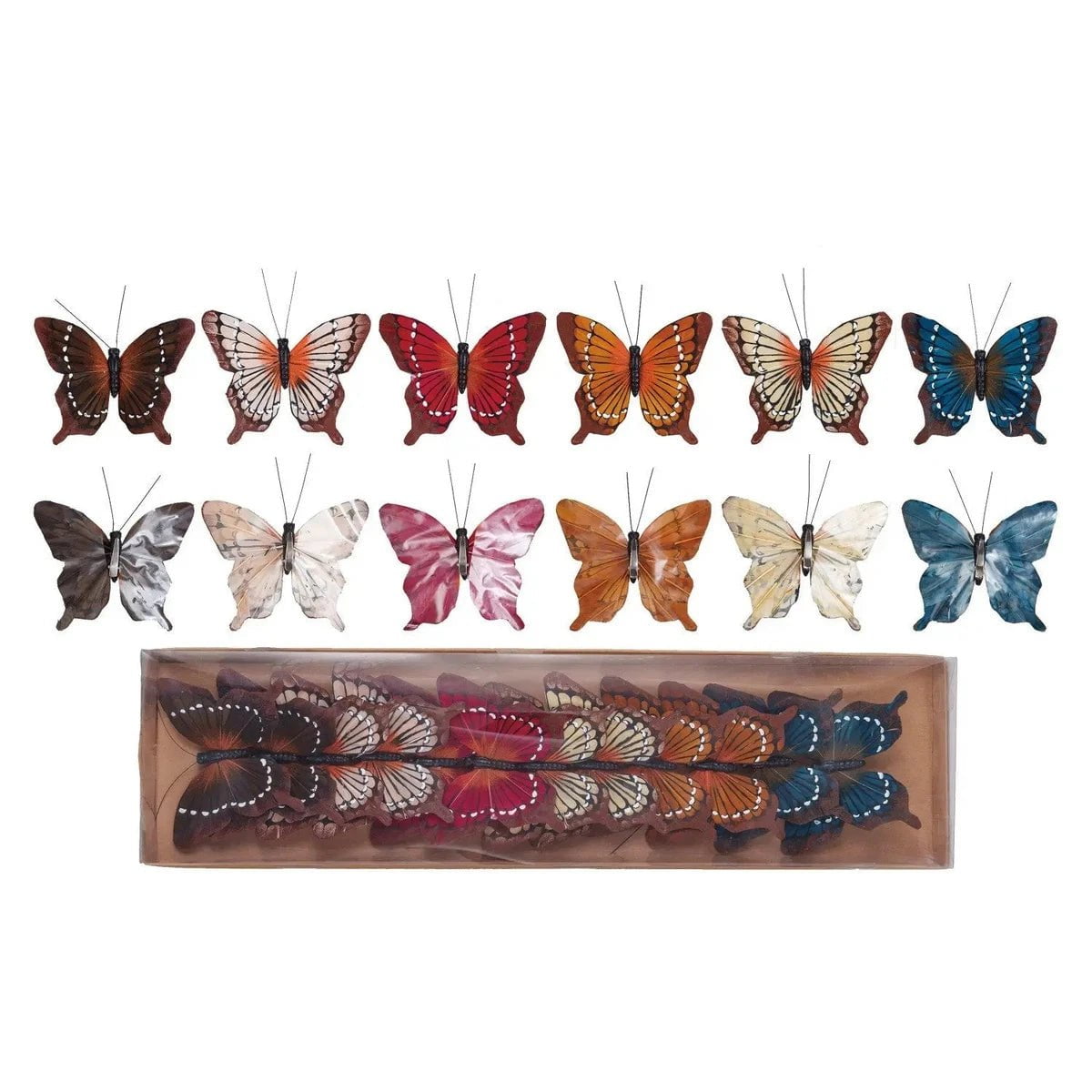 Fabric Butterfly Clip-on Ornaments, Boxed Set of 12 Seasonal & Holiday Decorations 12044812