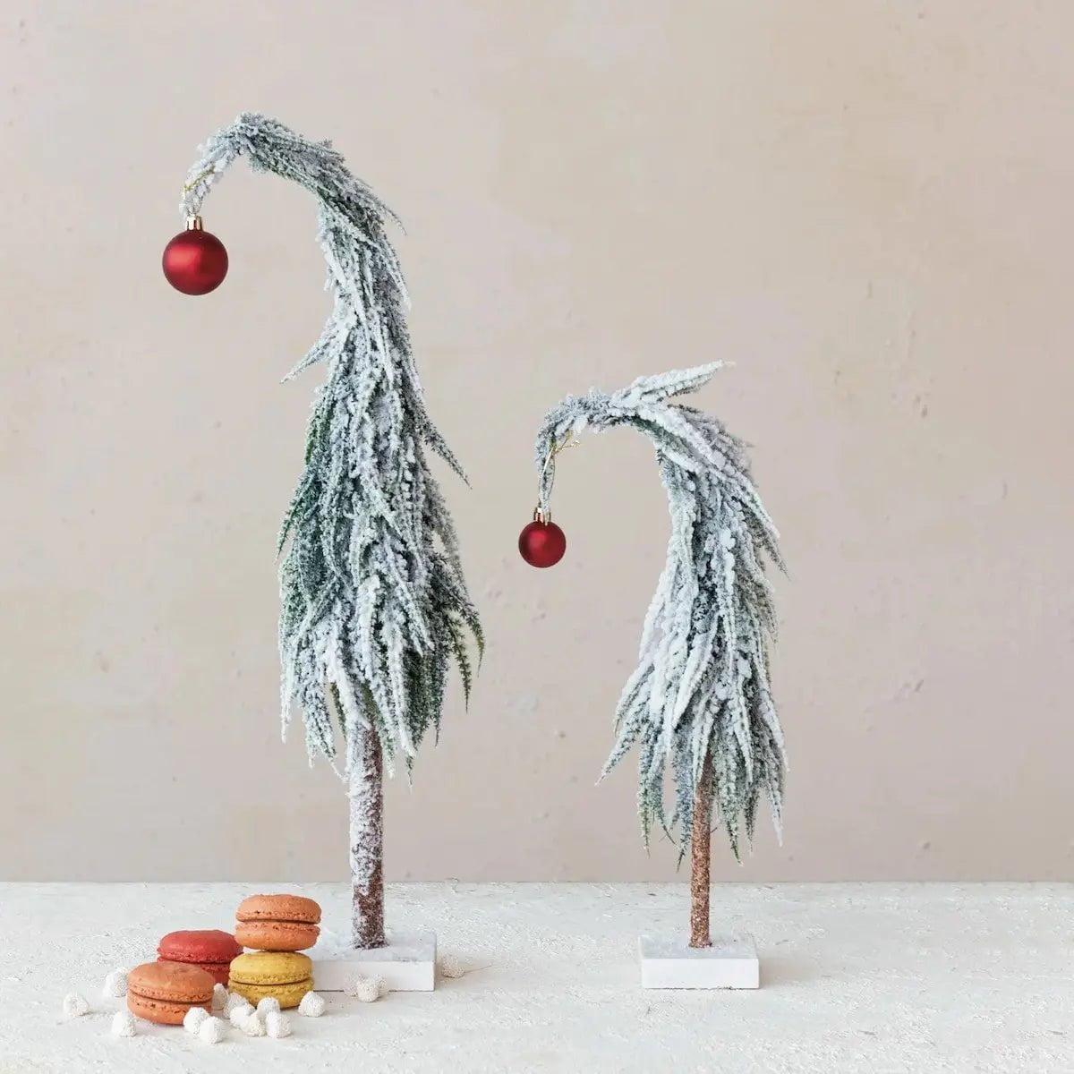 Faux Evergreen Trees with Red Ornament Seasonal & Holiday Decorations