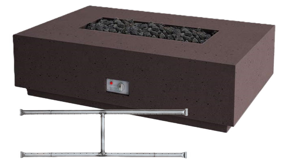 FireGear Sanctuary 1 Rectangular 56" Fire Table in Chocolate Fire Pits Stainless Steel Burner / Natural Gas / Match Throw (MT) 12045533