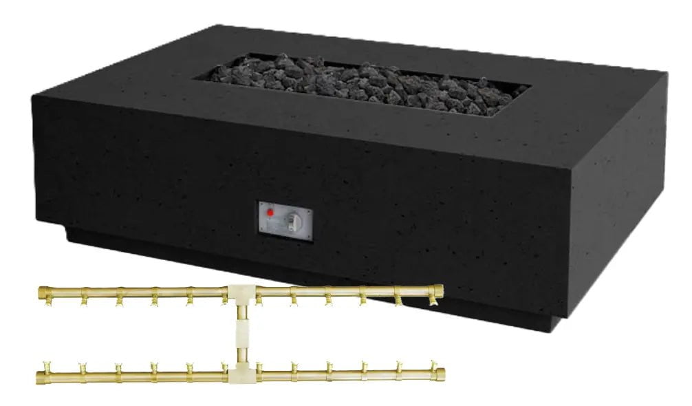 FireGear Sanctuary 1 Rectangular 56" Fire Table in Raven Black Fire Pits Pro Series Burner / Natural Gas / Match Throw (MT) 12045335