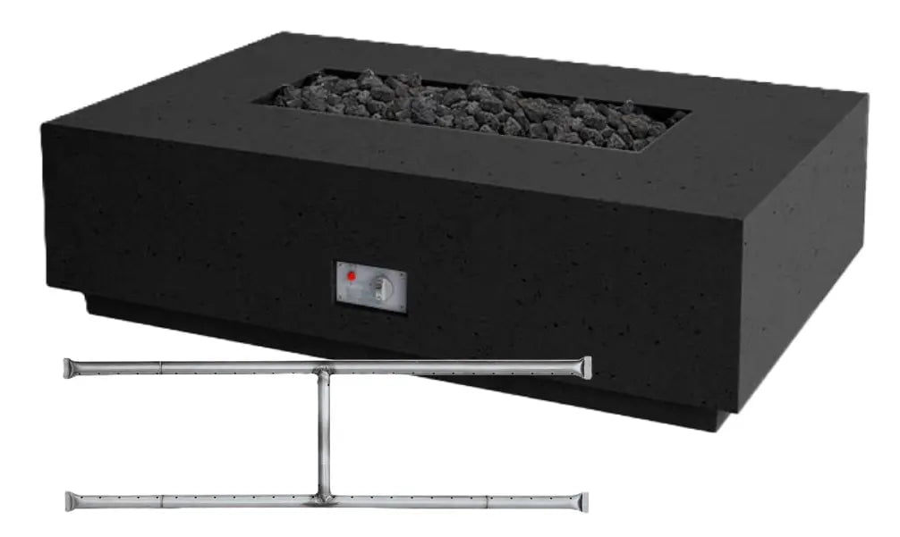 FireGear Sanctuary 1 Rectangular 56" Fire Table in Raven Black Fire Pits Stainless Steel Burner / Natural Gas / Match Throw (MT) 12045336