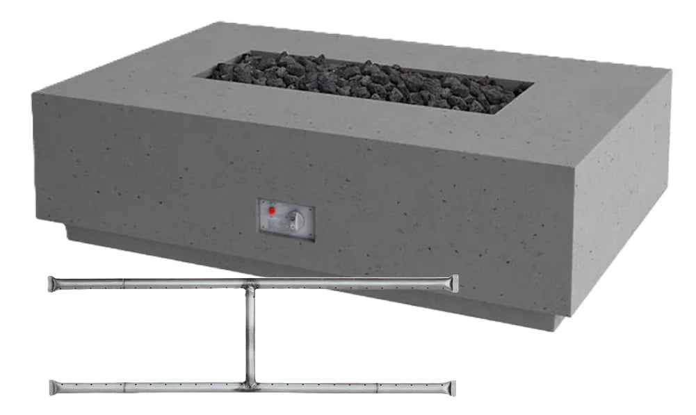 FireGear Sanctuary 1 Rectangular 56" Fire Table in Slate Grey Fire Pits Stainless Steel Burner / Natural Gas / Match Throw (MT) 12045300