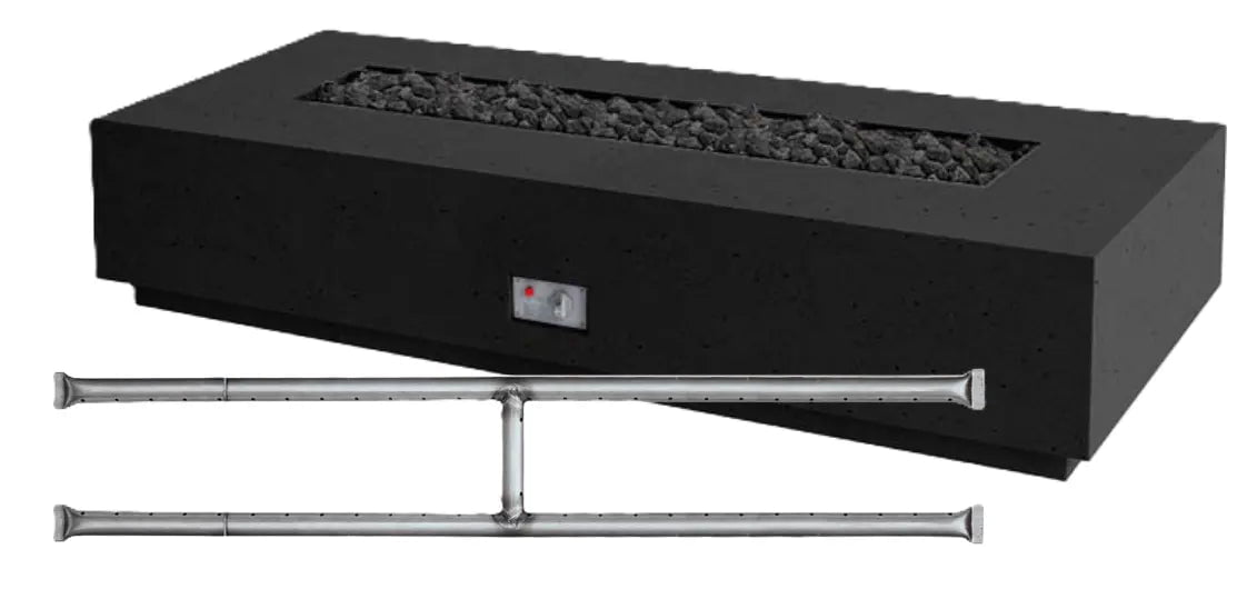 FireGear Sanctuary 1 Rectangular 76" Fire Table in Raven Black Fire Pits Stainless Steel Burner / Natural Gas / Match Throw (MT) 12045559