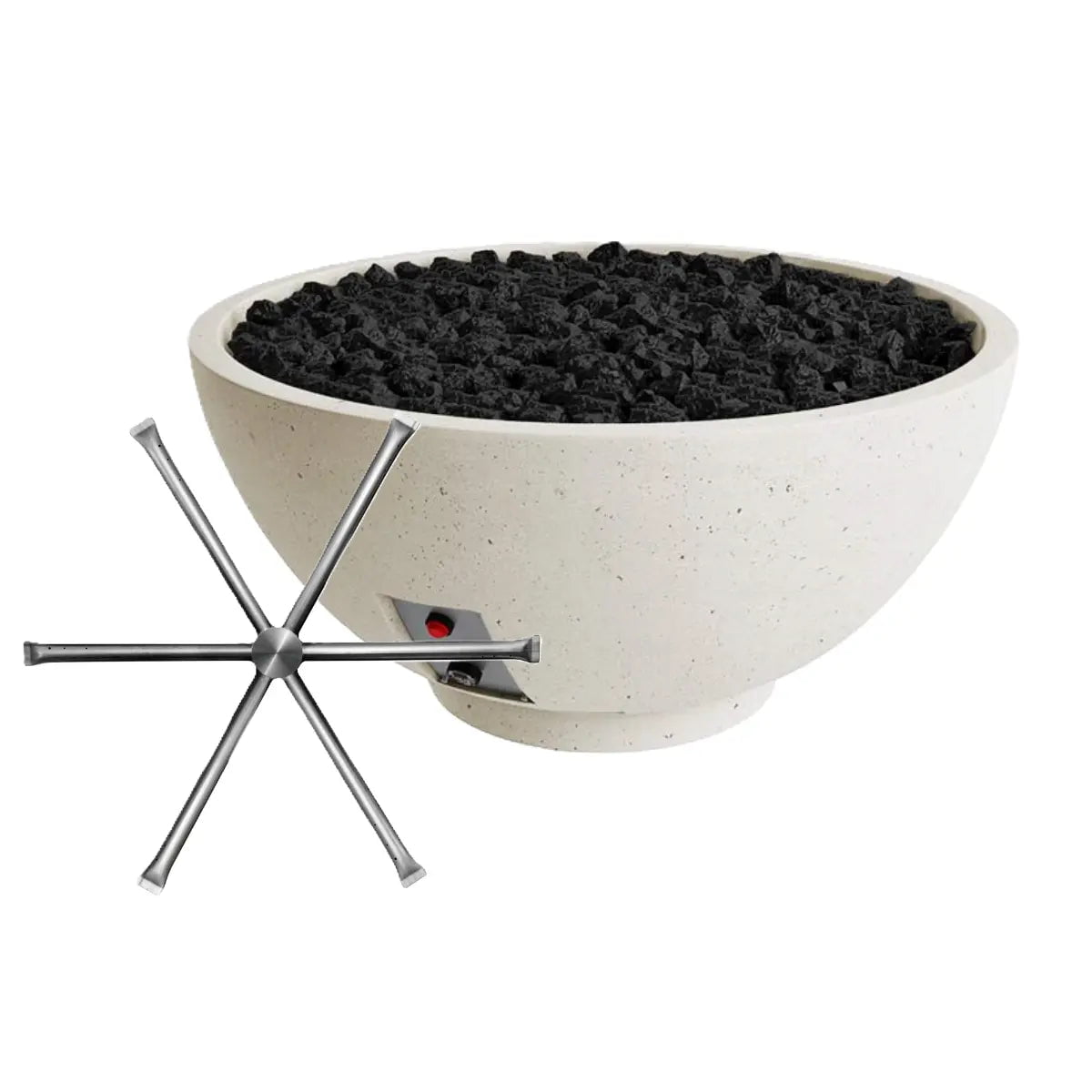 FireGear Sanctuary 3 Round 30" Fire Table in Arctic White Fire Pits Stainless Steel Burner / Natural Gas / Match Throw (MT) 12045260