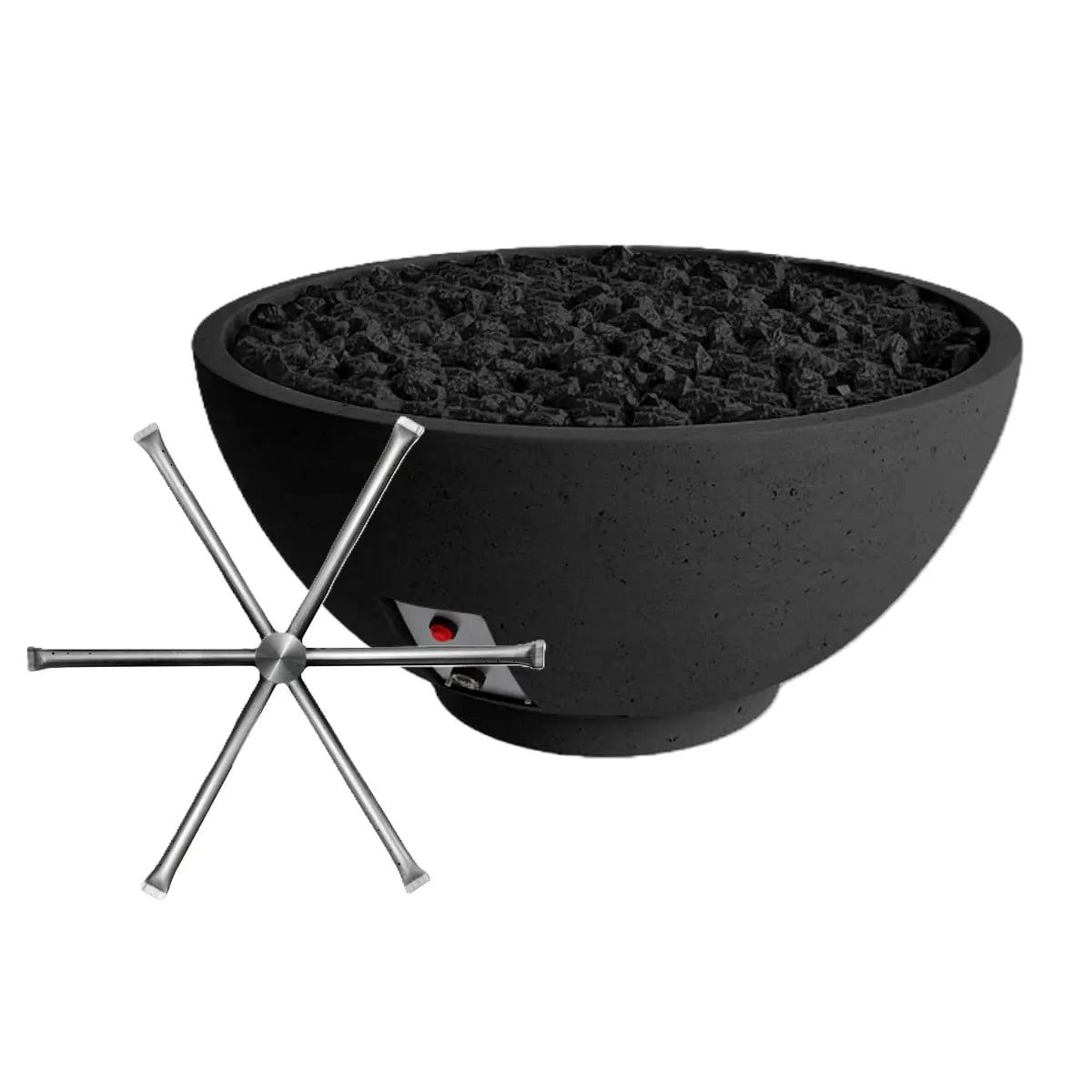 FireGear Sanctuary 3 Round 30" Fire Table in Raven Black Fire Pits Stainless Steel Burner / Natural Gas / Match Throw (MT) 12045687