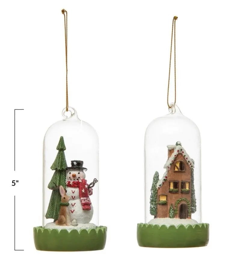 Glass Cloche Ornament with LED Light Holiday Ornaments