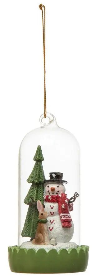 Glass Cloche Ornament with LED Light Holiday Ornaments Snowman 12039944