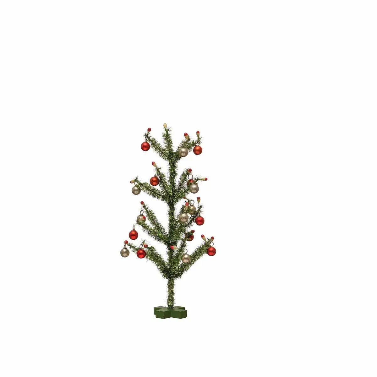 Green Tinsel Tress with Red & Silver Ornaments Seasonal & Holiday Decorations Medium 12044788