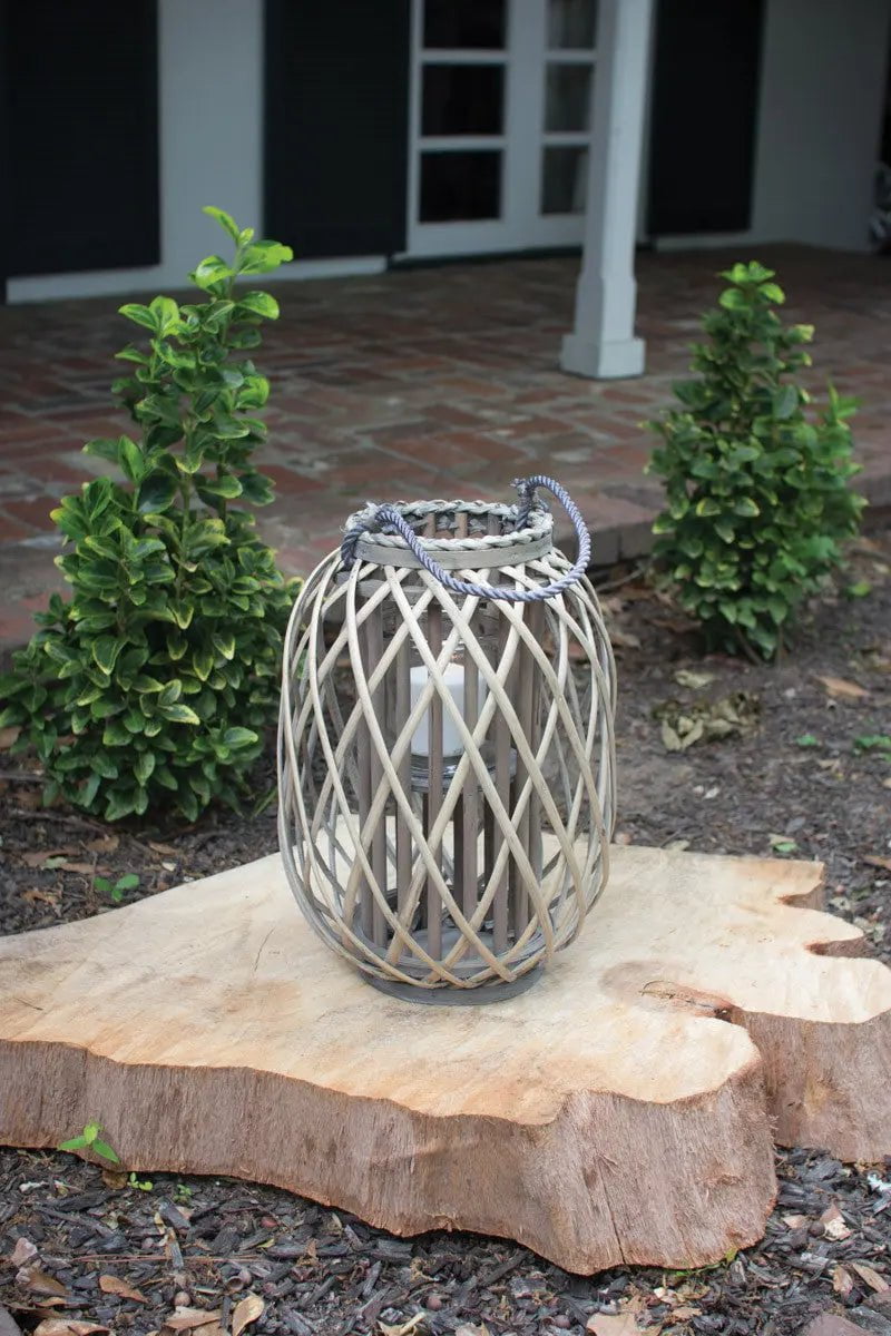 Grey Willow Lanterns with Glass Decor Small 12043405