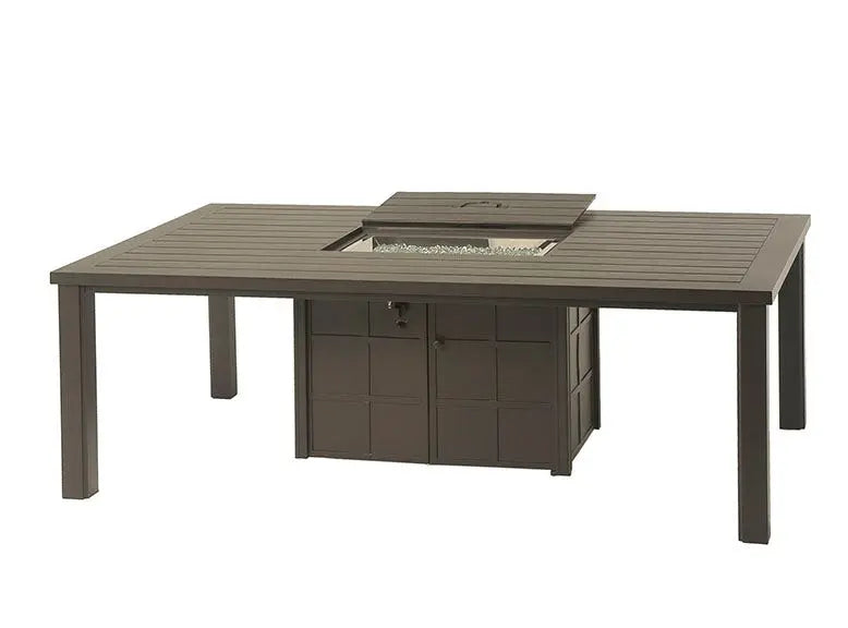 Hanamint Sherwood 47" x 84" Rectangle Enclosed Gas Fire Pit Dining Table Outdoor Tables 12038192