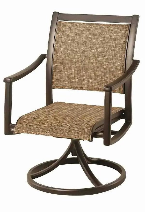 Hanamint Stratford Sling Dining Swivel Rocker with Augustine Pewter Sling 12028000