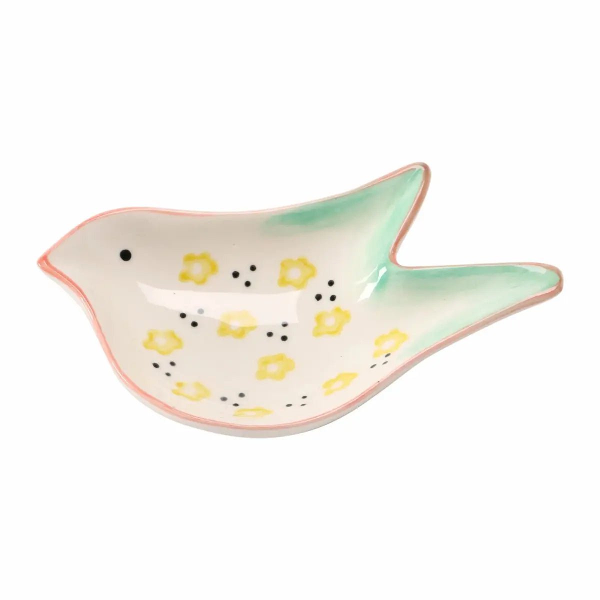 Hand-Painted Stoneware Bird Shaped Dish Tableware Style 1 12044625