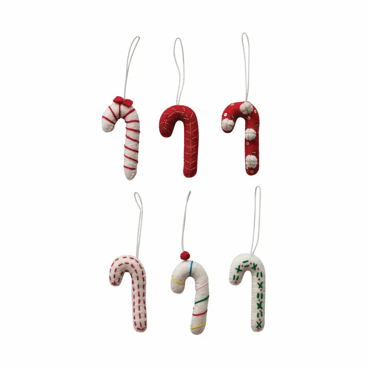 Handmade Wool Felt Candy Cane Ornaments Holiday Ornaments