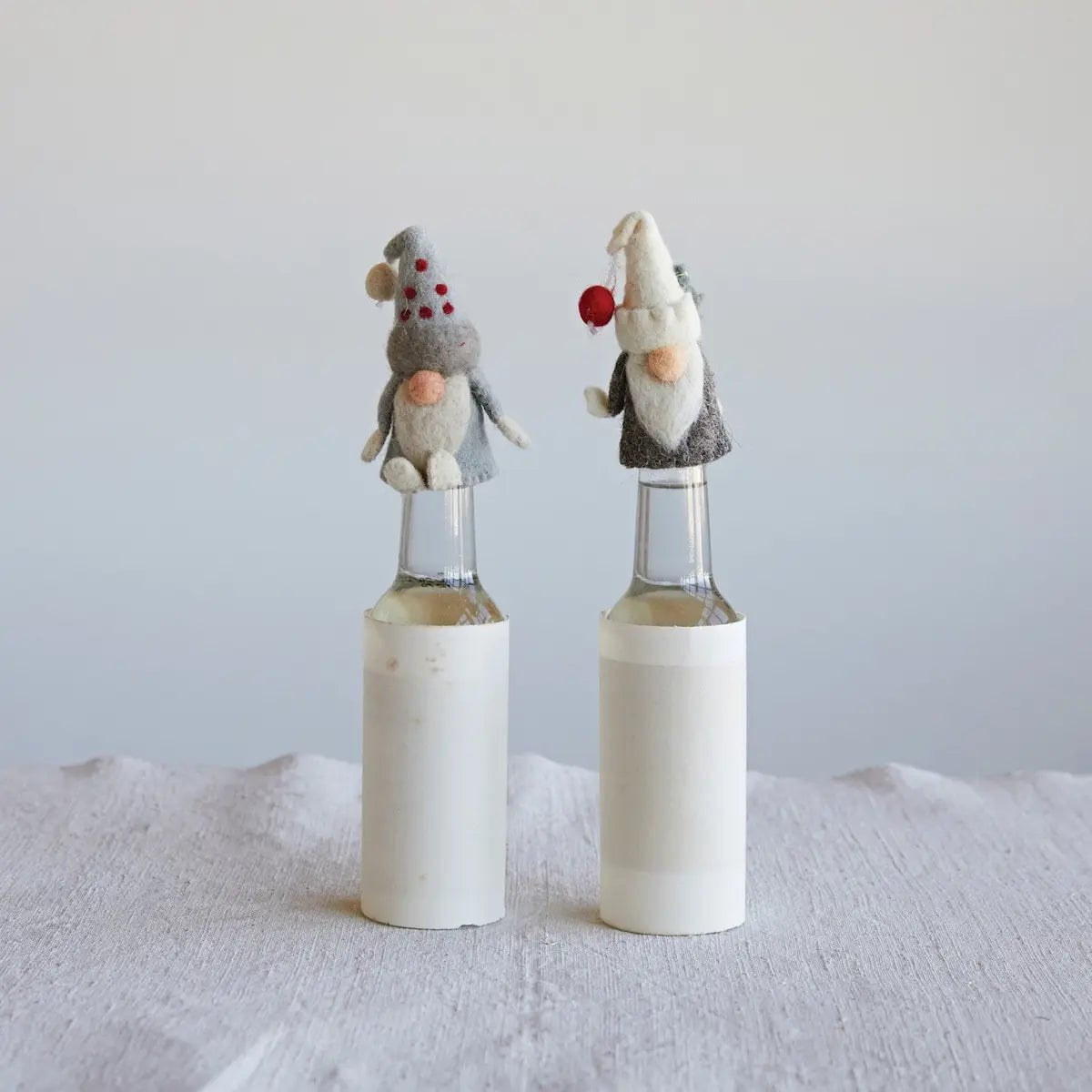 Handmade Wool Felt Gnome Bottle Toppers Seasonal & Holiday Decorations