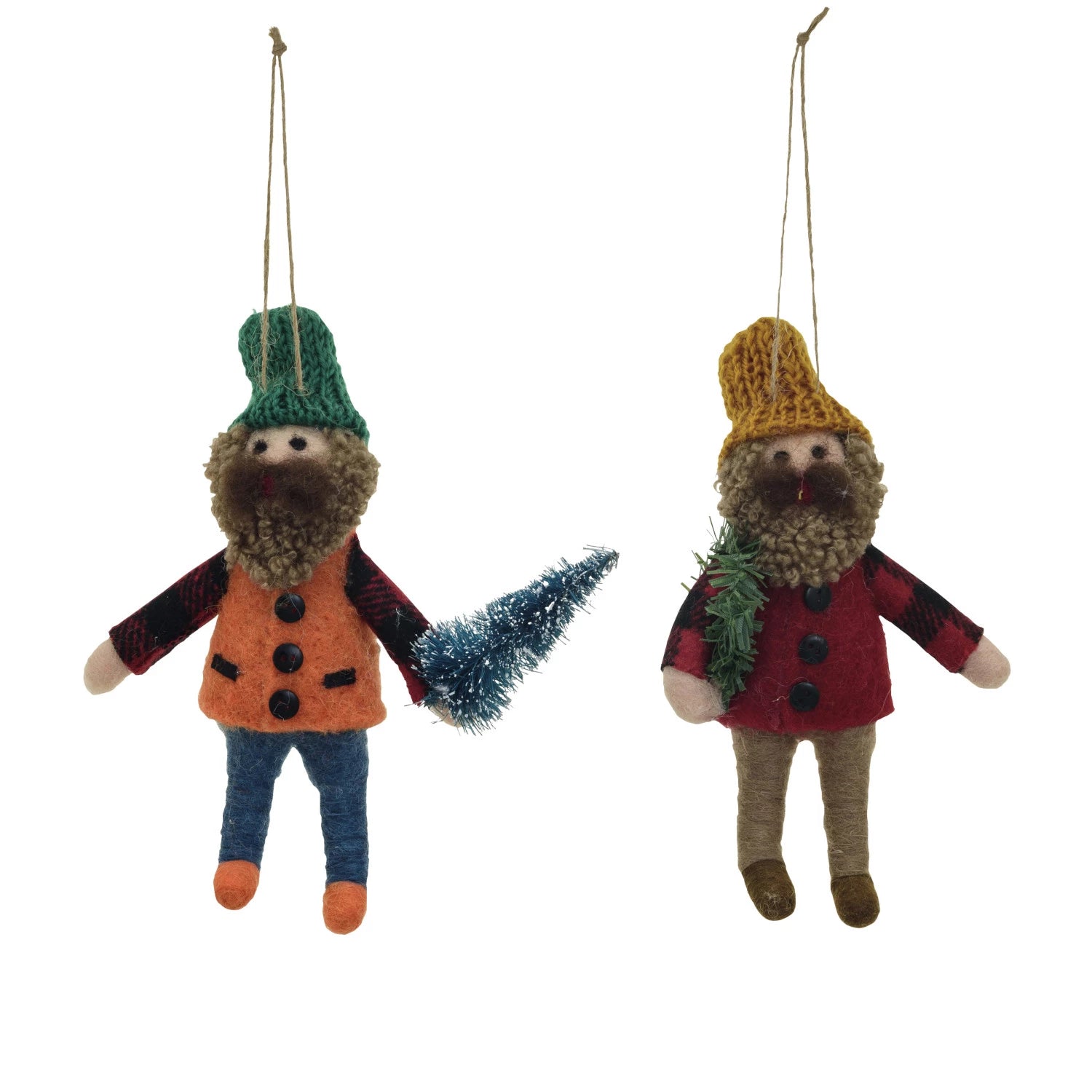 Handmade Wool Felt Lumberjack Ornaments