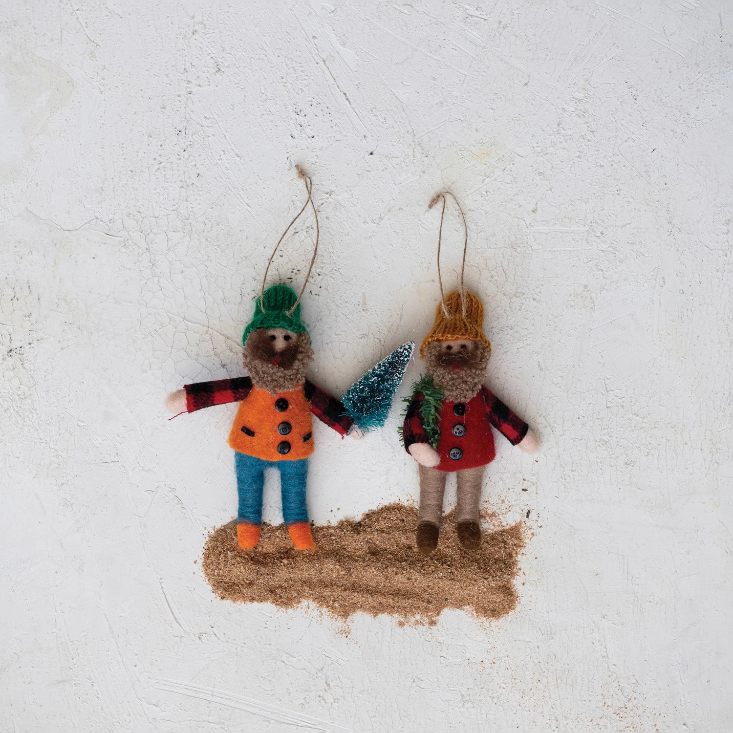 Handmade Wool Felt Lumberjack Ornaments