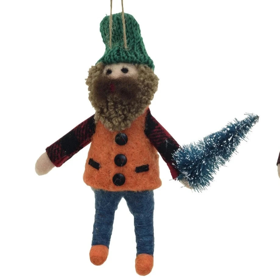 Handmade Wool Felt Lumberjack Ornaments Style 1 12044697