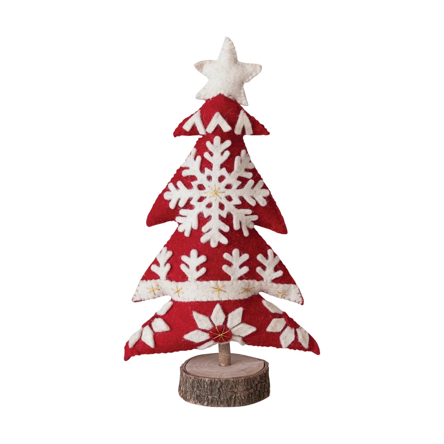 Handmade Wool Felt Red & White Christmas Trees