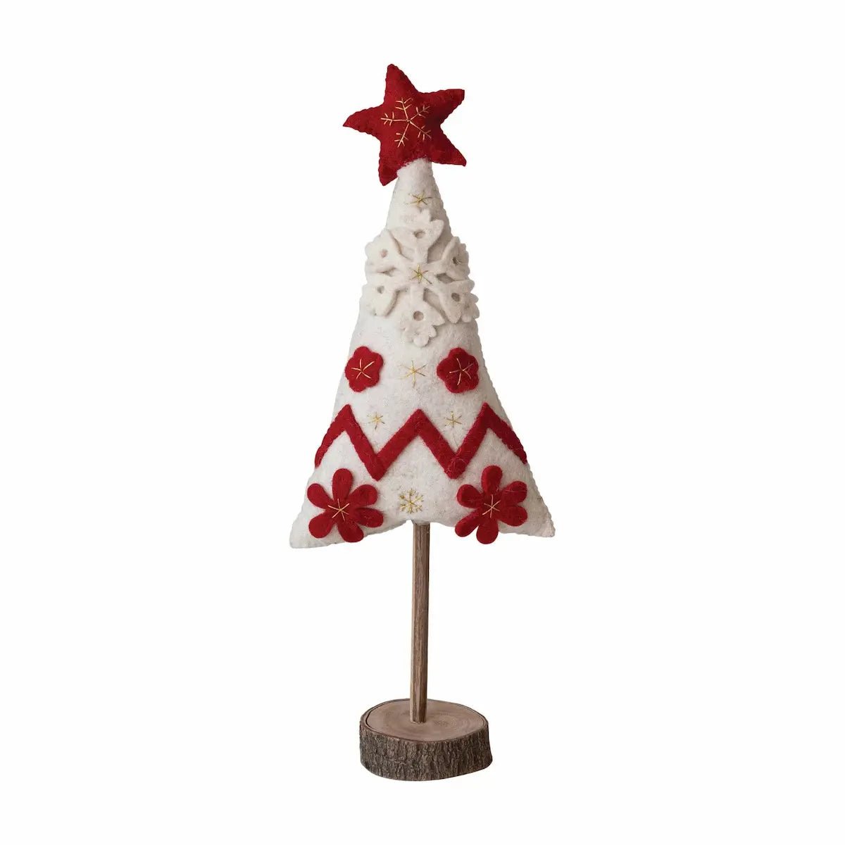 Handmade Wool Felt Red & White Christmas Trees Seasonal & Holiday Decorations Style 2 12044724