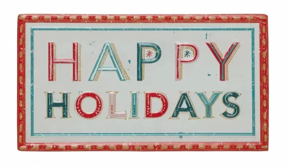 Happy Holidays Embossed Metal Wall Decor Seasonal & Holiday Decorations 12039933