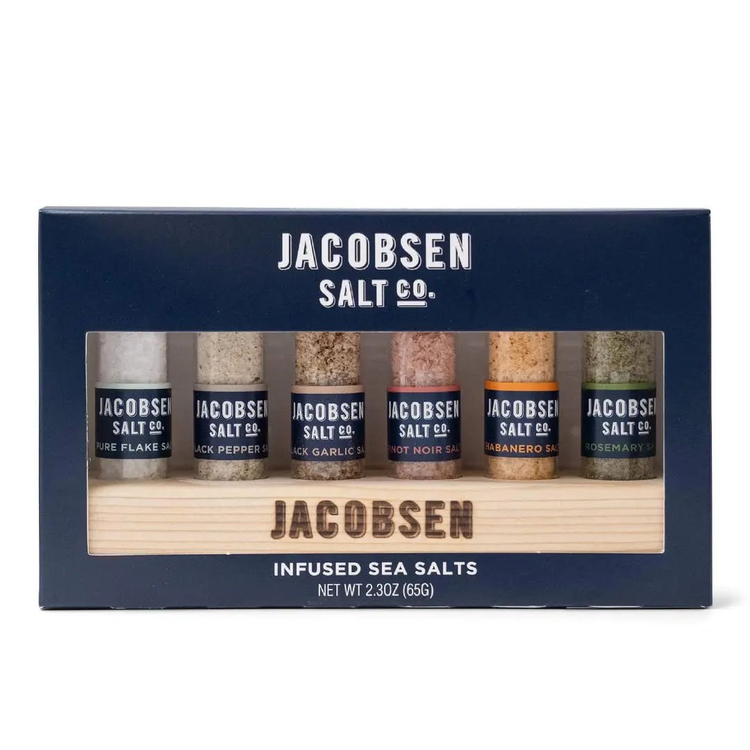 Jacobsen Six Vial Infused Salt Set with Branded Wood Stand Salt 12043623